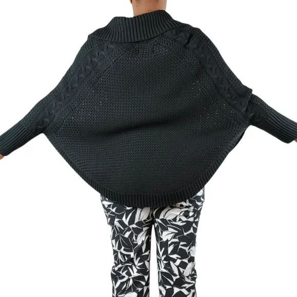 UGG Black Maribeth Cocoon Cape Ribbed Cable Knit Cardigan - Picture 5 of 12